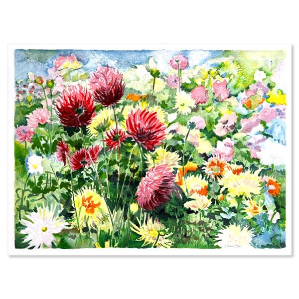 Perla Fox "Dahlias" Limited Edition Serigraph On Paper