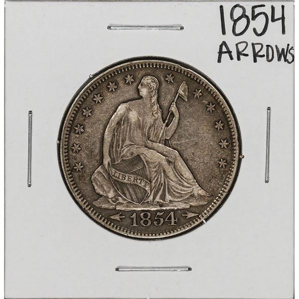 1854 w/Arrows Seated Liberty Half Dollar Coin