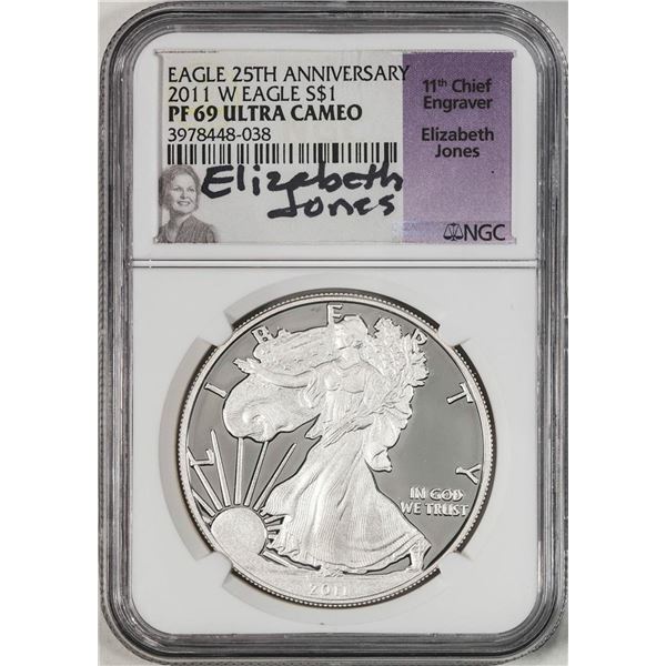 2011-W $1 Proof American Silver Eagle Coin NGC PF69 Ultra Cameo E. Jones Signature