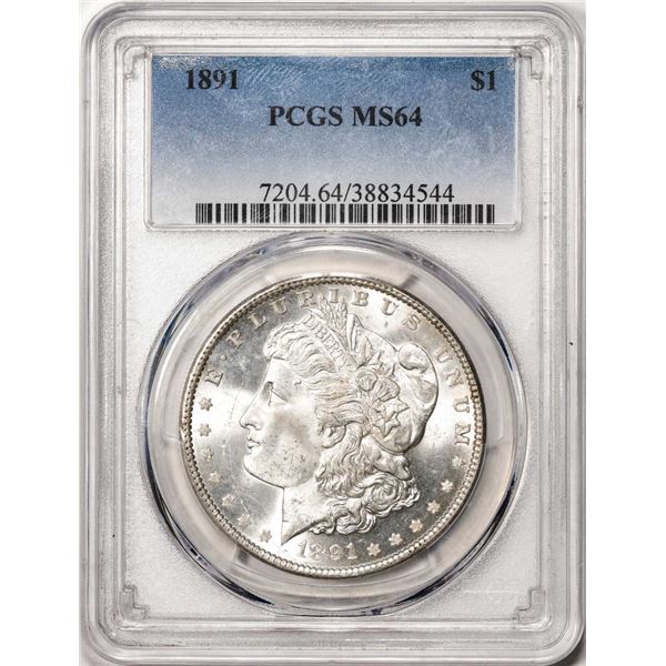 1891 $1 Morgan Silver Dollar Coin PCGS MS64