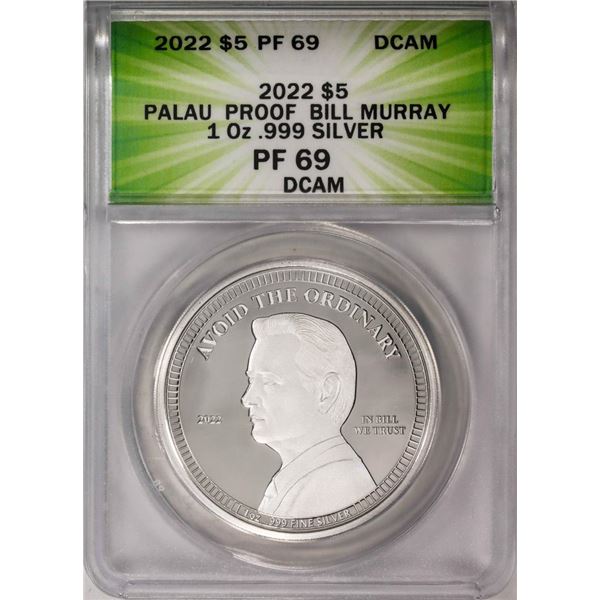 2022 $5 Palau Proof Bill Murray Silver Coin ANACS PF69DCAM