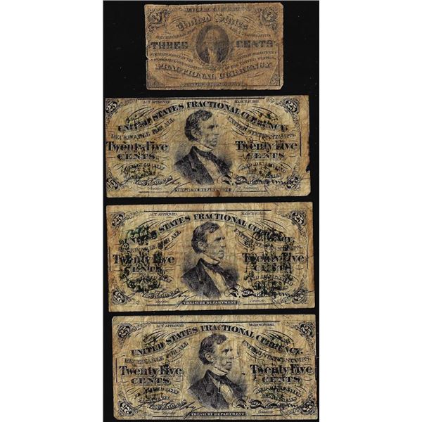 Lot of (4) Miscellaneous Third Issue Fractional Currency Notes