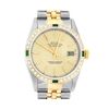 Image 1 : Rolex Men's Two Tone Champagne Index Emerald and Diamond Datejust Wristwatch