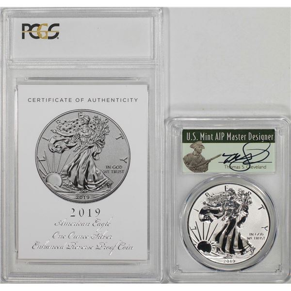 2019-S Enhanced Reverse Proof $1 Silver Eagle Coin PCGS PR69 FDOI Cleveland Signature