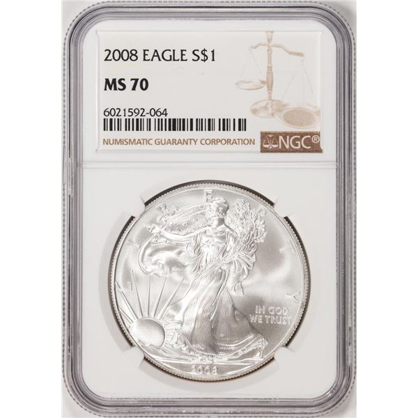 2008 $1 American Silver Eagle Coin NGC MS70