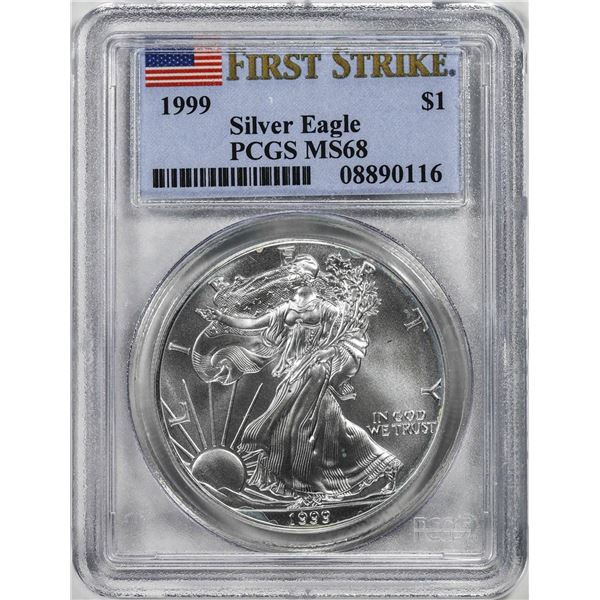 1999 $1 American Silver Eagle Coin PCGS MS68 First Strikes