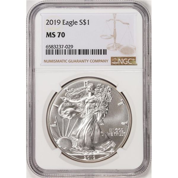 2019 $1 American Silver Eagle Coin NGC MS70