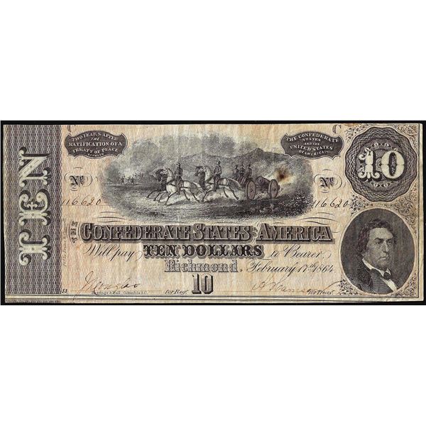 1864 $10 Confederate States of America Note