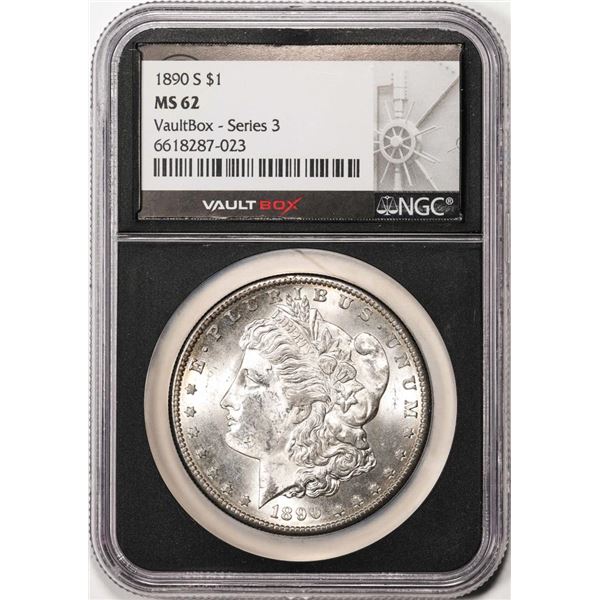 1890-S $1 Morgan Silver Dollar Coin NGC MS62 Vaultbox Series 3