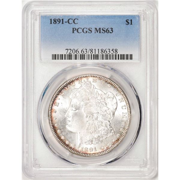 1891-CC $1 Morgan Silver Dollar Coin PCGS MS63