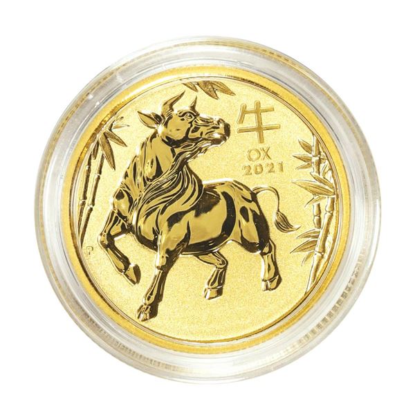 2021 $25 Australia Lunar Year of the Ox 1/4 oz. Gold Coin