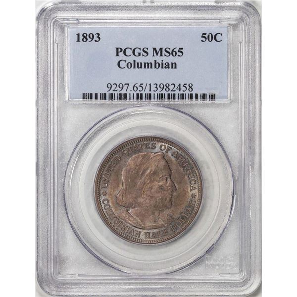 1893 Columbian Commemorative Half Dollar Coin PCGS MS65 Nice Toning