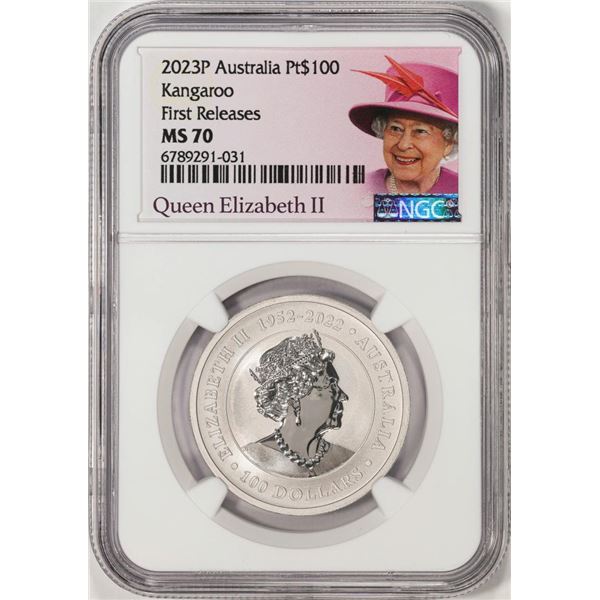 2023P Australia $100 Kangaroo 1oz Platinum Coin NGC MS70 First Releases