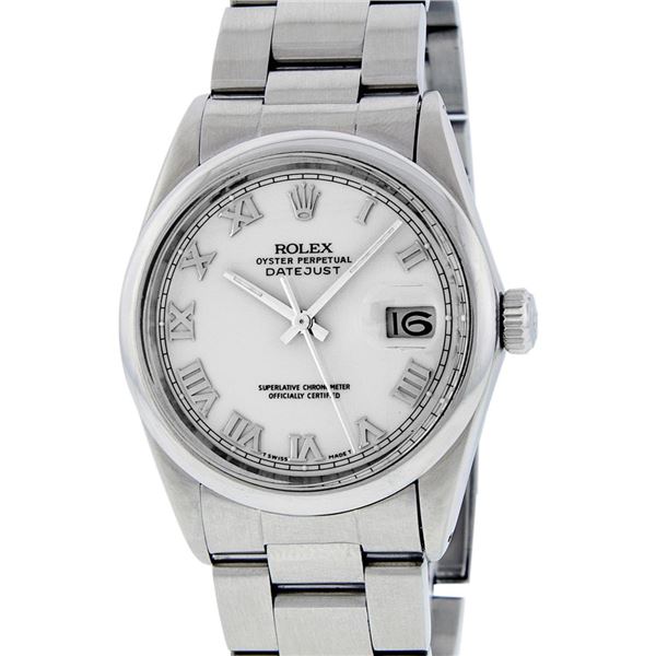 Rolex Men's Stainless Steel Silver Roman Datejust Wristwatch