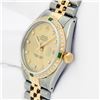 Image 3 : Rolex Mens Two Tone Champagne Emerald and Diamond Datejust Wristwatch