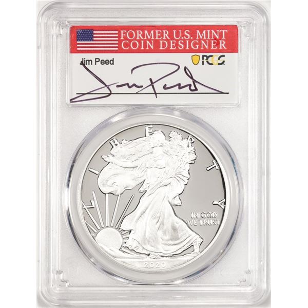 2020-W $1 Proof American Silver Eagle Coin PCGS PR70DCAM FDOI Jim Peed Signed