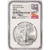 Image 1 : 2017 $1 American Silver Eagle Coin NGC MS70 First Day of Issue Mercanti Signature