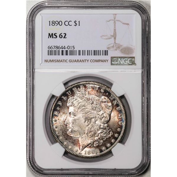 1890-CC $1 Morgan Silver Dollar Coin NGC MS62 Nice Toning