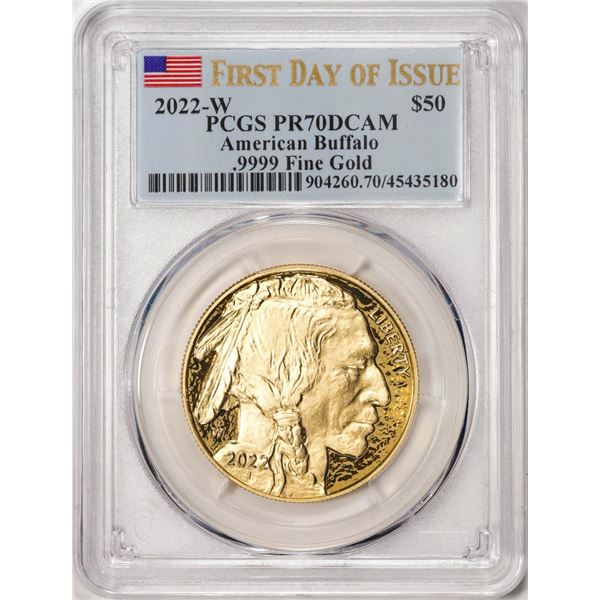 2022-W $50 Proof American Buffalo Gold Coin PCGS PR70DCAM First Day Of Issue