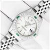 Image 2 : Rolex Ladies Stainless Steel Silver Index Emerald and Diamond Datejust Wristwatch