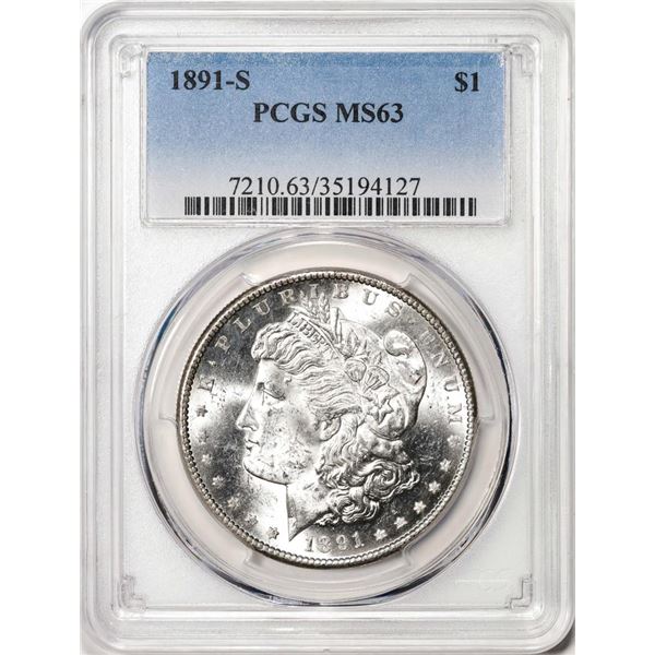 1891-S $1 Morgan Silver Dollar Coin PCGS MS63