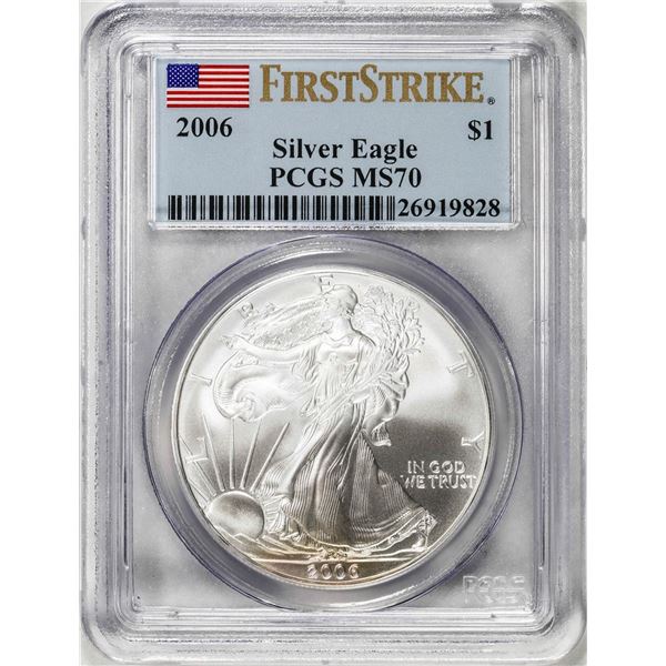 2006 $1 American Silver Eagle Coin PCGS MS70 First Strike