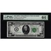 Image 1 : 1928A $20 Federal Reserve Note Cleveland Fr.2051-D PMG Choice Uncirculated 64EPQ