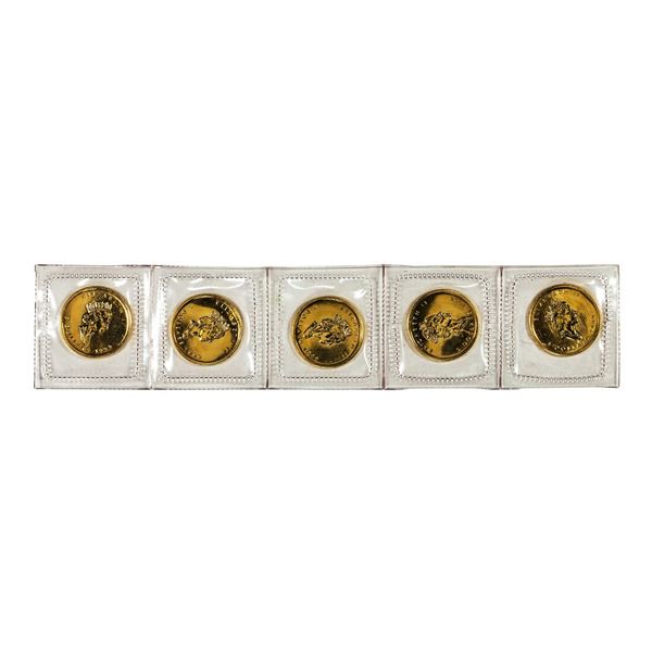 Lot of (5) Sealed 1999 Canadian $5 Maple Leaf Gold Coins