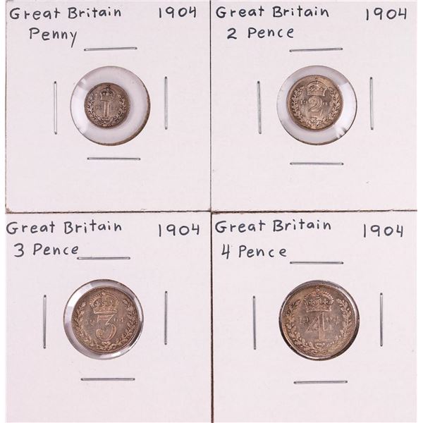 1904 Great Britain (4) Coin Silver Pence Maundy Set