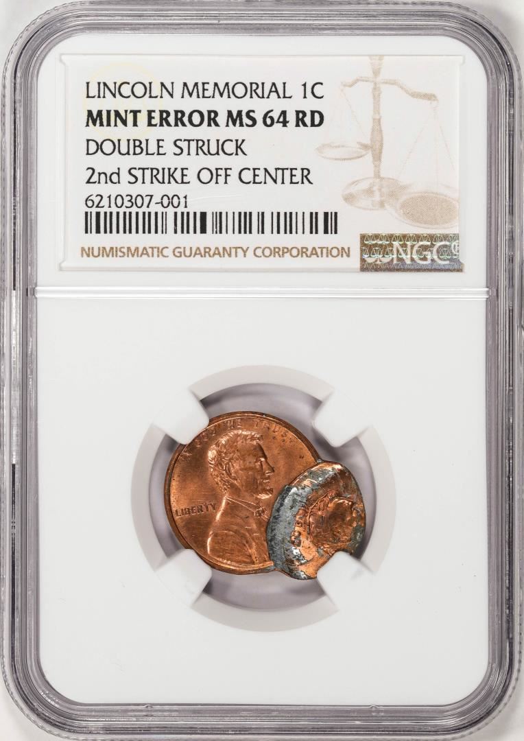 ND Lincoln Cent Coin Double Struck 2nd Strike Off Center NGC Mint Error nd-lincoln-cent-coin-double-struck-2nd-strike-off-center-ngc-mint-error