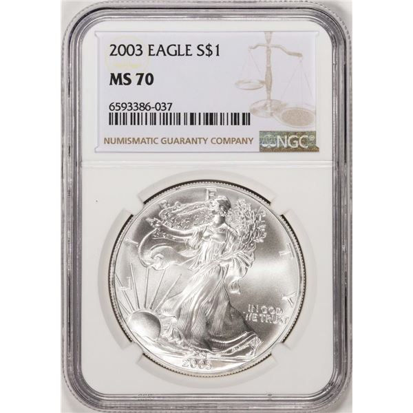 2003 $1 American Silver Eagle Coin NGC MS70