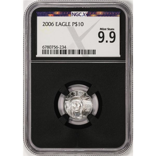 2006 $10 Platinum American Eagle Coin NGCX Mint State 9.9