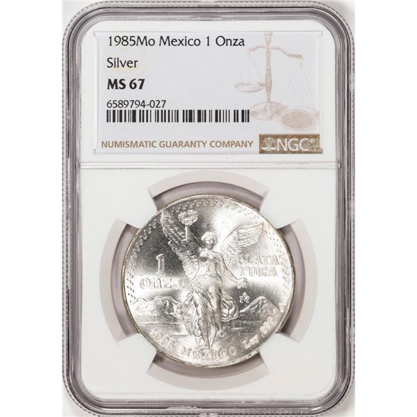 1985Mo Mexico 1 Onza Libertad Silver Coin NGC MS67