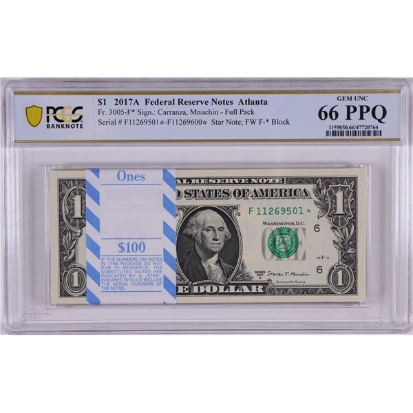 Pack of 2017A $1 Federal Reserve STAR Notes Atlanta Fr.3005-F* PCGS Gem UNC 66PPQ