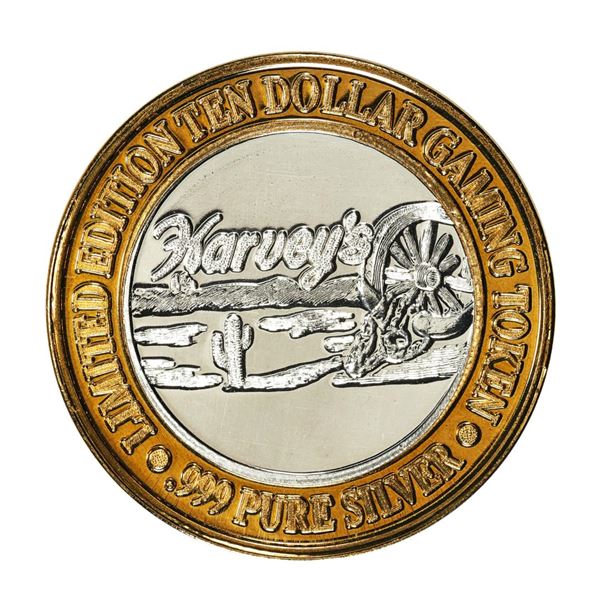 .999 Fine Silver Harvey's Resort Lake Tahoe, Nevada $10 Limited Edition Gaming Token