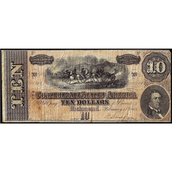 1864 $10 Confederate States of America Note