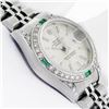 Image 5 : Rolex Ladies Stainless Steel Silver Index Emerald and Diamond Datejust Wristwatch
