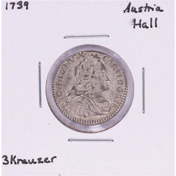 1739 Austria Hall 3 Kreuzer Silver Coin