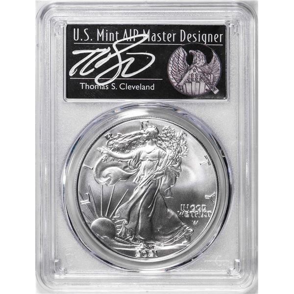 2021 Type 2 $1 American Silver Eagle Coin PCGS MS70 Cleveland Signature FDOI