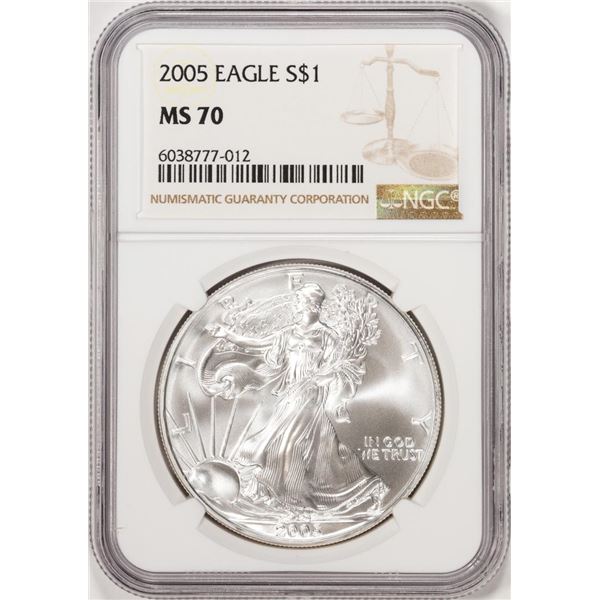 2005 $1 American Silver Eagle Coin NGC MS70