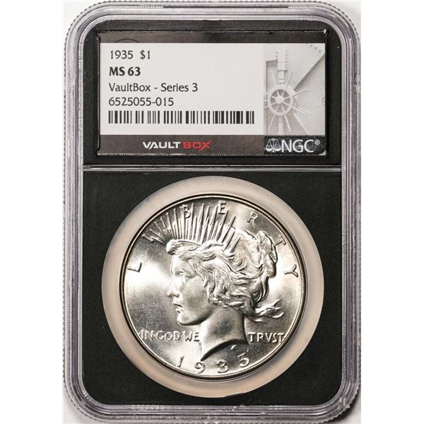 1935 $1 Peace Silver Dollar Coin NGC MS63 Vaultbox Series 3