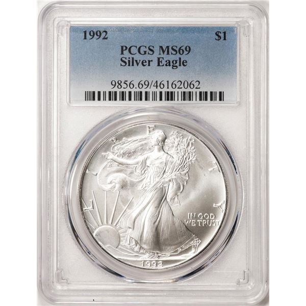 1992 $1 American Silver Eagle Coin PCGS MS69