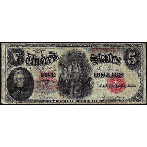 1907 $5 Woodchopper Legal Tender Note