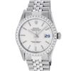 Image 2 : Rolex Mens Stainless Steel Silver Index Diamond Datejust Wristwatch