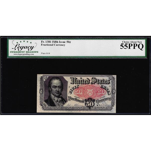 1875 Fifth Issue 50 Cent Fractional Currency Note Fr.1381 Legacy Choice About New 55PPQ