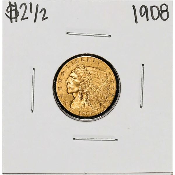 1908 $2 1/2 Indian Head Quarter Eagle Gold Coin