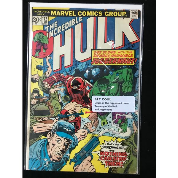 MARVEL COMICS NO.172 THE INCREDIBLE HULK (ORIGIN OF THE JUGGERNAUT)