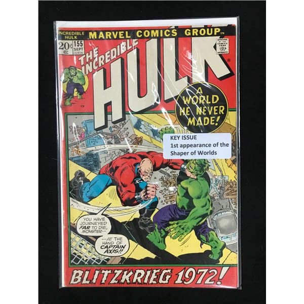 MARVEL COMICS NO.155 THE INCREDIBLE HULK (1ST APP OF THE SHAPER OF THE WORLDS)