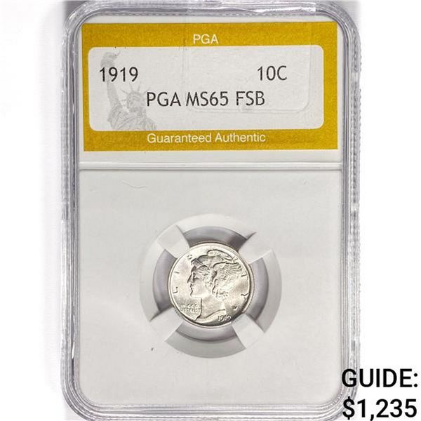1919 Mercury Silver Dime PGA MS65 FSB