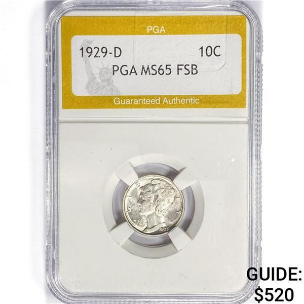 1929-D Mercury Silver Dime PGA MS65 FSB
